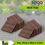 SOGA 2X 11 pcs DIY Wooden Composite Decking Tiles Garden Outdoor Dark Chocolate