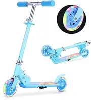 TENBOOM Scooter for Kids Ages 6-12/4-7, Easy Folding Kids Scooter with 3 Levels Adjustable Handlebar and Rear Brake, Light Up Scooter for Girls Boys