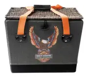Harley-Davidson Vivid Bar & Shield Eagle Picnic Basket w/ Wicker Lid & Handles
