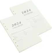 Parliky 2024 English Schedule Book Annual Calendar Notebook Binder Inserts 6-hole Loose-leaf