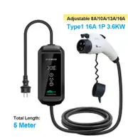 16A 3.6KW Type 2 EV Charger Adjust Current And Timer Function Charging Controller Wallbox For Hybrid Eletric Vehicle Cars 5M Type 1
