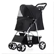 Black Pet Stroller Pram Dog Cat Carrier Cage Travel Pushchair Foldable Puppy Trolley