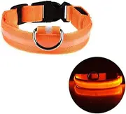 Puppy Concepts LED Night Safety Dog Collar Nylon Pet Puppy Glow Flashing Light Leash Set USB (USB Rechargeable Orange XS Collar)