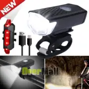 USB Rechargeable Cycling Light Bike Bicycle LED Headlight Front Rear Lamp Set