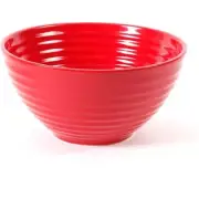 Pioneer Woman ~ 8.5" Stoneware Mixing Bowl ~ Solid RED w/Ribbed Piping Design