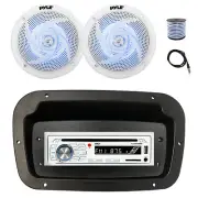 Pyle Marine CD Radio,Adapter,Spa Bezel, Ant,Wire,2x 5.25" 180W LED White Speaker