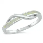 Ring Sterling Silver 925 Lab White Opal Rhodium Plated Face Height 5 mm Size 9