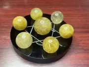 Mini 100% Natural Golden hair Rutilated Quartz 7 Star Group Sphere Ball Healing