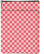 Pink Checkered Pattern Book Lovers Gifts Waterproof Book Sleeve Book Pouch Book Protector with Zipper & Front Pocket BookCover Case for Women Girl Readers Librarian Book Accessories Book Club Gifts