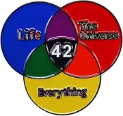 [yangjinyu] Life Everything The Universe Enamel Lapel Pin Collar Pin Crossed Circle Backpack Brooch Jacket Hat Jewelry Accessory, Metal, no gemstone