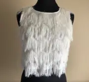 Zara Basic Collection Jr Wom M Fringed Tiered Boho Top