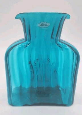 Blenko Seabreeze Straight Optic 384 Water Bottle, Double Spout Pitcher