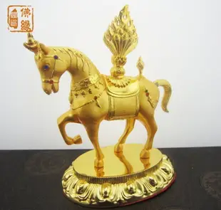 納福寶馬 實心金色合金銅鎏金 精美包裝 佛教密宗馬寶擺件