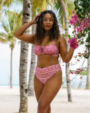 [Billabong] Billabong Women's Sol Song Hi Maui High Waisted Bikini Bottom Size 2 2 Multicolor