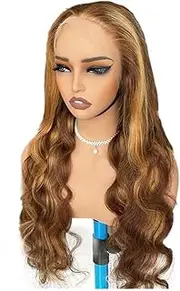 13x6 Lace Front Wig Human Hair Honey Blonde Ombre Wigs Body Wave Glueless Pre Plucked(20inch)