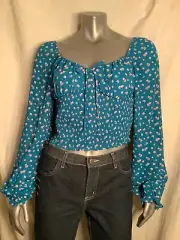 Kingston Grey Blouse Blue W/Ditsy Flowers New W/Tag! U.S.Domestic Shipp Only