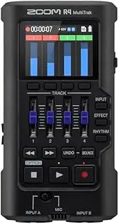 Zoom R4 MultiTrak 4-Track Recorder | 32-Bit Float Audio | 2 XLR/TS Combo Inputs | Effects | Rhythm Section | Mobile Compact Audio Studio for Musicians | Songwriters and Audio Creative | Black