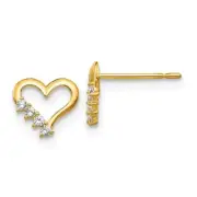 Madi K Kid's Earrings 14K Yellow Gold Solid CZ Heart Post Button, 7 mm
