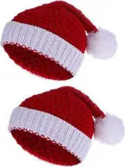 Pangda 2 Pieces Christmas Beanie Winter Knitted Hat Crochet Santa Hat for Wom...