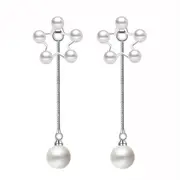 2PCS Copper Fashion Popular Female Earrings Temperament with Tassel Long Paragraph Pentagonal Earrings Jewelry