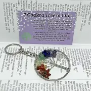 Tree of Life 7 Chakra Crystal Reiki Healing key Ring chain keyring + card