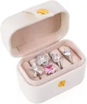 Mini Jewelry Ring Box with 4 Ring Grooves, 1Pc Mini Travel Jewelry Case Portable