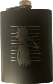 Rick and Morty Black Stainless Steel 8 Oz hip flask funnel included