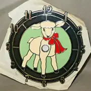 VINTAGE 1988 Ramar IND Plastic Clock Face Lamb w Red Bow 6"