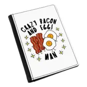 Crazy Bacon And Eggs Man Stars Passport Holder Cover Case Funny Food Breakfast