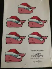 VINEYARD VINES~CHRISTMAS SANTA HAT~hydro flask STICKERS 1x6 SHEET~Collector 2017