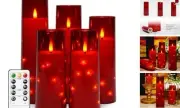 Flameless LED Candles with Timer 5 Pc Flickering Flameless Candles for Red