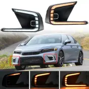 Switchback Dynamic LED Daytime Running Lights Fog Bezel for 2022+ Honda Civic 4D