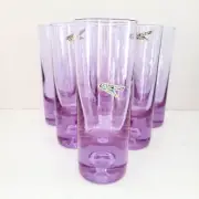 Set Of 6 Vintage KITTERBERG Krystall Purple Handblown Glass Highballs Italy 8oz