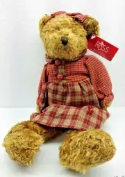 Russ Teddy Bear Plush Serina Brown Plaid Stuffed Animal Avon Collection 14"