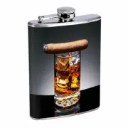 Whiskey Images D5 Flask 8oz Stainless Steel Hip Drinking
