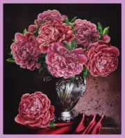 Bead embroidery kit Velvet Peonies hand embroidery needlework kit