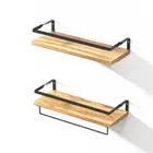 2 x Wooden Wall Shelf Spice Jars Canisters Holder Storage Organiser Kitchen Rack