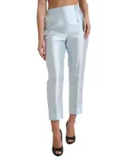 Dolce & Gabbana Cropped Silk Trousers Women Light Blue Pants