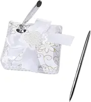 NUOBESTY 1pc Western Wedding Signature Pen Holder Elegant Big Bowknot Signing Pen Stand for