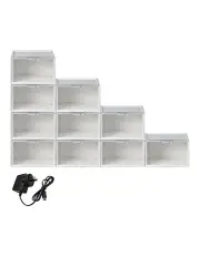 [Stacked] LED Voice-Activated Display & Storage Boxes in White