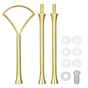 2 Sets Cake Tray Stand Handle Plate Hardware Fitting, 3-Tiers Fan Gold