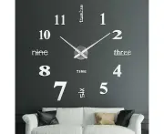 Wall Clock With 3D Visual Stickers Diy Wall Clocks Reusable Suitable For Decoration Gift Home, Restaurant, Office And Hotel, Silver