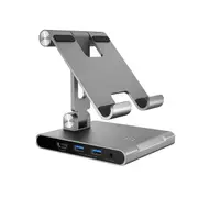 J5create JTS224 Multi-Angle Stand Docking Station for iPad, Samsung Tablet, Surface Pro 8 (USB-C to 4K HDMI, USB-C 100W PD, USB-Ax2, SD card reader)