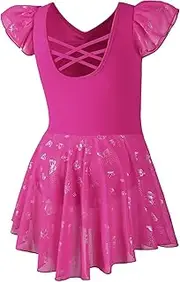 [DIPUG] Ballet Leotards for Girls with Skirt Shiny Toddler Dance Leotard Butterfly