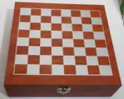 Russian Wooden Chess set with Chess pieces, Shot Glass, and a Flask