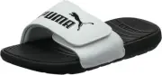 PUMA Men's Cool Cat Hook & Loop Slide Sandal Black White Black Size 8 B866