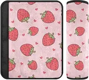 Joitme Doodle Strawberries Soft Flannel Seatbelt Covers Infant - Cushioned Strap Pads for Cars, Camera Bags, and Backpacks