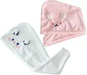 TOVINANNA 1set Cartoon Fleece Hair Drying Towels Absorbent Hair Towel Wraps Cute Bath Caps for Steam Protection Travel Friendly for Home and Travel Use 2pcs