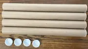 4 KRAFT ULINE Cardboard Mailing Shipping Poster Tube 21" x 2" with End Caps