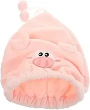 WOONEKY Coral Fleece Dry Hair Hat Towel Bonnet Washcloths Towels Blow Dryer Hair Dryer Shower Cap Cute Cartoon Hair Towel Wrap Shower Hair Cap Quick Dry Hair Wrap Pink